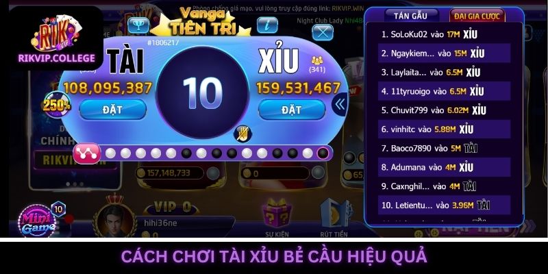 Cách chơi tài xỉu bẻ cầu có thể đón đầu xu thế thay đổi quy luật