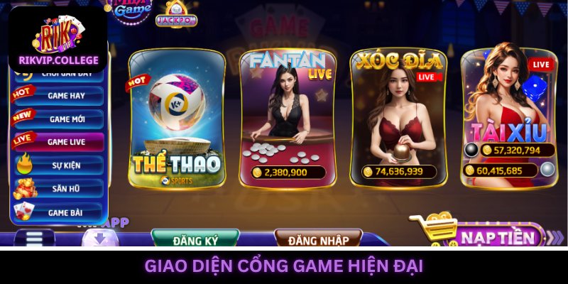 Giao diện trang web Rikvip thiết kế hiện đại và đẹp mắt