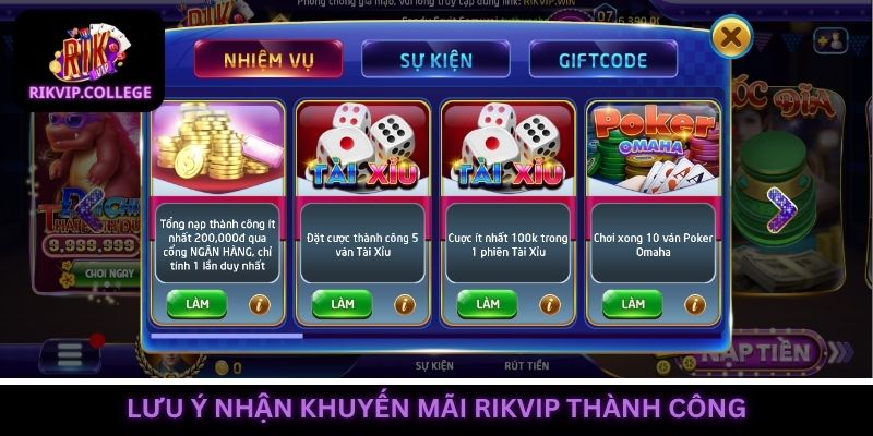 Lưu ý giúp thành viên nhận khuyến mãi Rikvip suôn sẻ