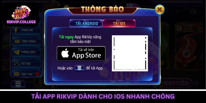 Người chơi có thể tải ứng dụng Rikvip đơn giản cho iOS