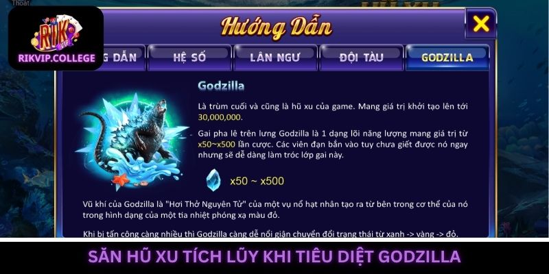 Săn hũ xu tích lũy trong bắn cá rikvip khi tiêu diệt Godzilla